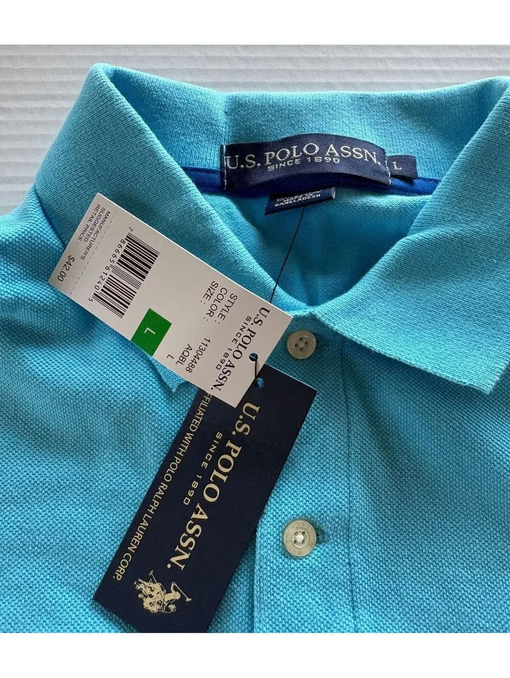 LOT OF 2 NWT U.S. Polo Assn Men’s Big Logo Polo Shirts Size Large L Blue Mint